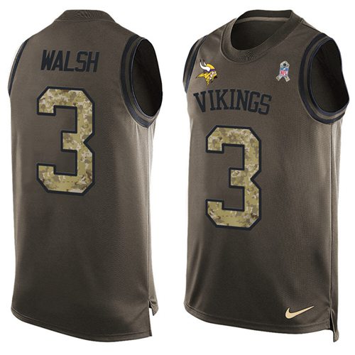 Nike Vikings #3 Blair Walsh Green Men's Stitched NFL Limited Salute To Service Tank Top Jersey - Click Image to Close